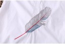 Ladies' Shirt Blouse with Embroidered Feather Longer Cut with Curved Hem Three-Quarter Sleeves with Colourful Feathers Classic Collar 6