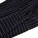 Ladies' Shirt Mini Dress with Long Sleeves and Buttoned Collar with Fitted Skirt in Dark Blue with Subtle Stripes for the Office 11