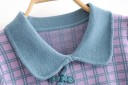 Ladies' Short Checked Sweater with Collar 4