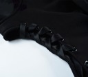 Ladies' Short Hoodie with Cat Ears Cut-Outs on Shoulders with Ribbon Lacing Balloon Sleeves with Cuffs Cotton and Polyester Black 5