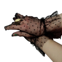 Ladies' Short Lace Gloves with Dots and Ruching, Full-Fingered, Breathable Polyester Evening Gloves for Special Occasions 10