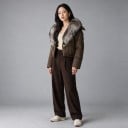 Ladies' Short Winter Down Jacket with Silver Collar Made of Real Fur, Quilted with Elastic Hem and Long Sleeves 5