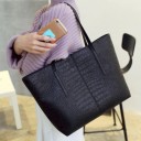 Ladies' Shoulder Bag 35 x 30 x 12 cm Spacious Shopper Bag with Crocodile Pattern Long Handles Internal Zip Pocket 1
