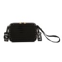 Ladies' Shoulder Bag Hard Shell in the Shape of a Mini Suitcase Horizontal Grooves Glossy Surface Zip at the Top Printed Strap 18 x 12 x 6 cm 2