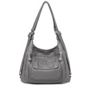 Ladies' Shoulder Bag in PU Leather Handbag with Large Front Flap Pocket Two Zip Pockets Handles with Metal Buckles 25 x 35 x 12 cm 3