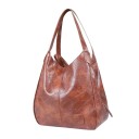 Ladies' Shoulder Bag in Synthetic Leather Soft Hobo Bag with Two Handles Vintage Look with Patina and Decorative Seams 33 x 32 x 12 cm 3