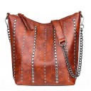 Ladies' Shoulder Bag Made of Artificial Leather with Metal Studs Hobo Bag Strap with Decorative Chain Zip Fastening Spacious Interior 7