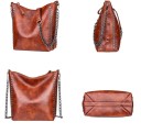 Ladies' Shoulder Bag Made of Artificial Leather with Metal Studs Hobo Bag Strap with Decorative Chain Zip Fastening Spacious Interior 10