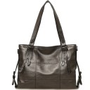 Ladies' Shoulder Bag made of Synthetic Leather 35 x 25 cm Spacious Handbag with Two Handles Quilted Pattern Metal Embellishments Side Buckles 12