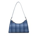 Ladies' Shoulder Bag with Checked Pattern Zip Fastening Thin Shoulder Strap Gold Metal Accessories Artificial Leather 25 x 17 x 6 cm 2
