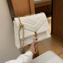 Ladies' Shoulder Bag with Flap V-Shaped Quilting Gold Chain Interwoven with Strap Decorative Beads Artificial Leather 31.5 x 22 x 8.5 cm 1