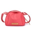 Ladies' shoulder bag with zip Rounded shape Wide strap Nylon with polyester 24 x 17 x 14 cm Compact bag with front patch 4