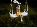 Ladies' Silver Pendant Rabbit on a Swing 7