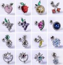 Ladies' Single Earring with Post and Ball Fastening A Small Sparkling Decoration with Zirconia and Crystals Costume Jewellery Metal in Silver 18