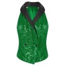 Ladies' Sleeveless Sequin Waistcoat with Lapel Collar in Polyester, Elegant Cut for Formal Wear and Evening Outfits 7