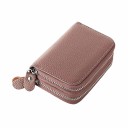 Ladies' small double wallet made of genuine leather Two zip compartments Grainy surface Loops on zip sliders Dimensions 11 x 7.5 x 4.5 cm 9