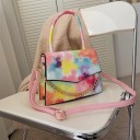 Ladies' Small Handbag for Hand or Shoulder Batik Pattern Flap with Decorative Chain Artificial Leather Long Strap 23 x 8 x 17 cm 4