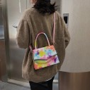 Ladies' Small Handbag for Hand or Shoulder Batik Pattern Flap with Decorative Chain Artificial Leather Long Strap 23 x 8 x 17 cm 7