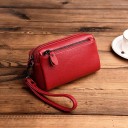 Ladies' small rectangular crossbody bag Genuine leather with a grainy surface Strap with carabiners Zip fastening 17 x 10 x 5 cm 8