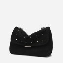 Ladies' Small Shoulder Bag Made of Synthetic Leather Quilted Crossbody Bag with Flap and Metal Studs Chain Strap 26 x 20 x 9 cm 1