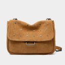 Ladies' Small Shoulder Bag Made of Synthetic Leather Quilted Crossbody Bag with Flap and Metal Studs Chain Strap 26 x 20 x 9 cm 2