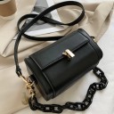 Ladies' Small Square Handbag 17.5 x 14 x 10 cm Artificial Leather Flap with Metal Fastening Chain Handle and Long Shoulder Strap 6