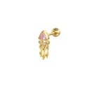Ladies' Small Stud Earring with Sparkling Zirconia For the Earlobe and Cartilage Delicate Decorative Shape Costume Jewellery Metal Gold Colour 1 55