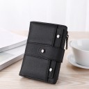 Ladies' small vertical wallet with a snap button strap Side zip Decorative metal studs Vintage look PU leather 13 x 9.5 x 2.5 cm 1
