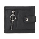 Ladies' small wallet made of genuine leather Front zip pocket with metal ring Snap fastening strap with press stud Stitched edges 12 x 10 x 1