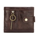 Ladies' small wallet made of genuine leather Front zip pocket with metal ring Snap fastening strap with press stud Stitched edges 12 x 10 x 5