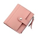 Ladies' small wallet made of PU leather with a flap fastening Metal press stud Side zip with a loop Fine decorative stitching 5