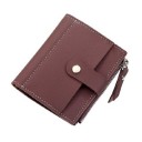 Ladies' small wallet made of PU leather with a flap fastening Metal press stud Side zip with a loop Fine decorative stitching 2
