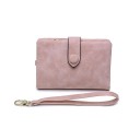 Ladies' small wallet made of PU leather with a matte finish Flap with round fastening Wrist strap with carabiner 13.5 x 9.5 x 3 cm 4