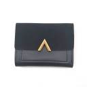 Ladies' small wallet with a suede-look flap and a gold embellishment in the shape of a V Quilted front made of PU leather Dimensions 11.5 x 9 1