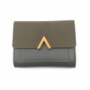 Ladies' small wallet with a suede-look flap and a gold embellishment in the shape of a V Quilted front made of PU leather Dimensions 11.5 x 9 3