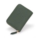 Ladies' Small Zip Wallet Made of Genuine Leather with a Zip Around Perforated Heart Motif Grainy Surface Gold-Coloured Zip with a Loop 1