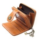 Ladies' Small Zip Wallet with Strap and Metal Button Chain with Four-Leaf Clover Charm Contrast Stitching Artificial Leather 10 x 9 x 3 cm 7