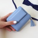 Ladies' Small Zip Wallet with Tassel Front Flap Pocket PU Leather Wallet with Textured Surface Dimensions 10.5 x 8.5 x 2 cm 3