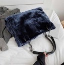 Ladies' Spacious Shoulder Bag Made of Faux Fur Dark Metal Chains and Black Handles Soft Plush Surface with a Subtle Sheen 5