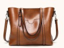 Ladies' Spacious Shoulder Bag with Long Handles Removable Strap Front Pocket Metal Feet at the Bottom PU Leatherette 32 x 12 x 29 cm 10