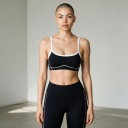 Ladies' Sports Bra with Contrast Trimming and Decorative Stitching on Thin Straps with a Round Neckline for Yoga and Fitness 4