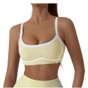 Ladies' Sports Bra with Contrast Trimming and Decorative Stitching on Thin Straps with a Round Neckline for Yoga and Fitness 14