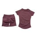 Ladies' sports set with shorts and a short-sleeved top, solid colour, nylon, spandex, comfortable and stylish for fitness 12
