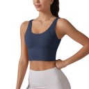 Ladies' Sports Top with V-Cut Back and Round Neckline at the Front with Wide Straps and Extended Waist for Yoga and Fitness 12