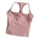 Ladies' Sports Vest with Built-in Cups and Square Neckline with Racerback in Extended Length for Pilates and Leisure 15