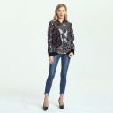 Ladies' Spring Bomber Jacket with Colourful Sequins Shimmering Surface Throughout Black Ribbed Trims Zip Fastening Polyester 4