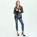 Ladies' Spring Bomber Jacket with Colourful Sequins Shimmering Surface Throughout Black Ribbed Trims Zip Fastening Polyester 6