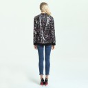 Ladies' Spring Bomber Jacket with Colourful Sequins Shimmering Surface Throughout Black Ribbed Trims Zip Fastening Polyester 8