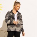 Ladies' Spring Shirt Jacket with Geometric Pattern in Ethnic Style Button Fastening Chest Pockets with Flaps Loose Fit Polyester and Cotton 3