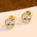 Ladies' Square Stud Earrings with Crystal 1